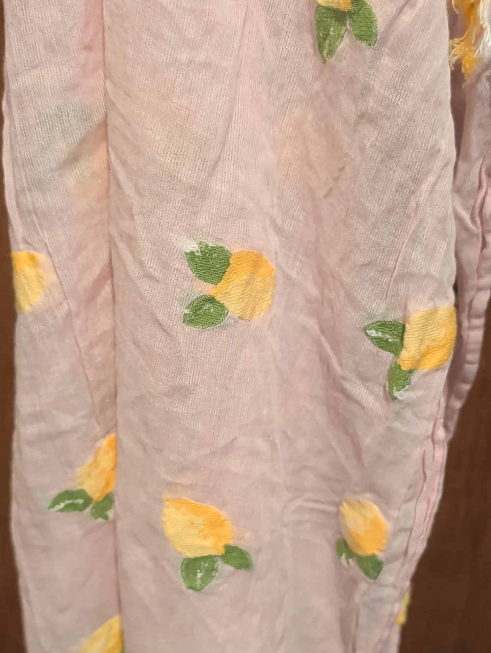 J. Crew Pink Lemon & Navy Strawberry Print Lightweight Scarves Organic Cotton